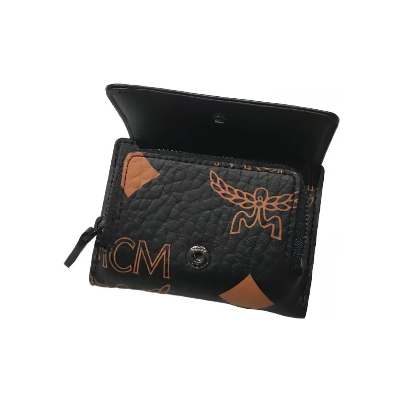 MCM Canvas With Nappa Leather Wallet Mini Women's Black-4