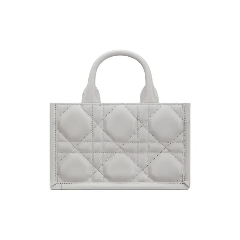 DIOR BookTote Extra Large Wicker Pattern Cow Leather Shoulder Bag Crossbody Bag Handbag Mini Women's Mist Gray-3