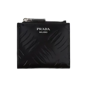 PRADA Brushed Leather Wallet Men's Black