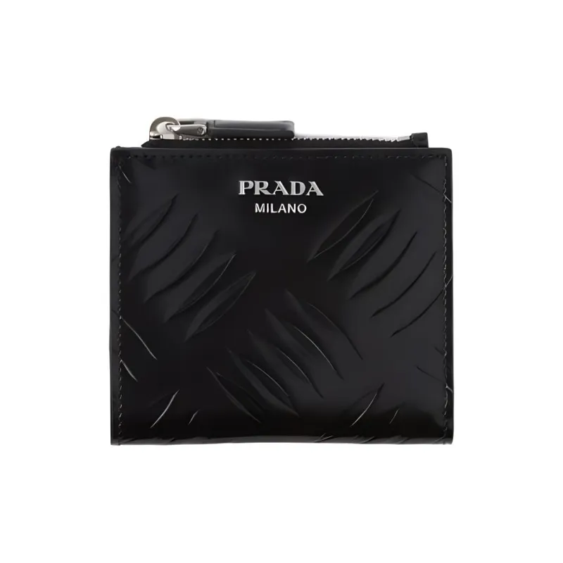 PRADA Brushed Leather Wallet Men's Black-0