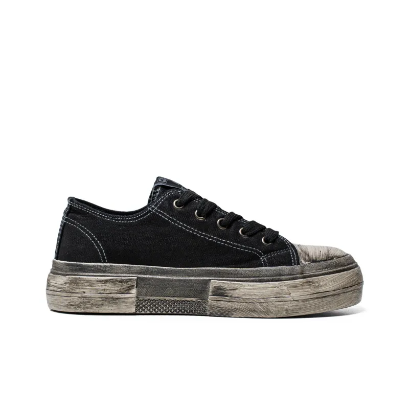 Mengsai Abrasion Resistant Slip Resistant Low Top Canvas Shoes Men's Black-1