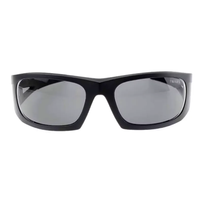 PRADA Plate Frame Irregular Shape Sunglasses Unisex Black-1