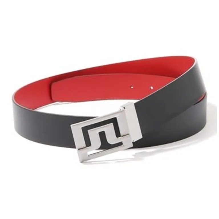J.Lindeberg Solid Color Decoration Smooth Buckle Leather Belts Men's Black 4CM-0