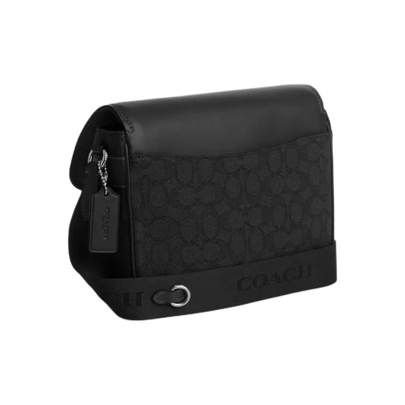 COACH Jacquard With Soft Calfskin Messenger Bag, Crossbody Bag, Shoulder Bag Regular Women's Silver & Black-1