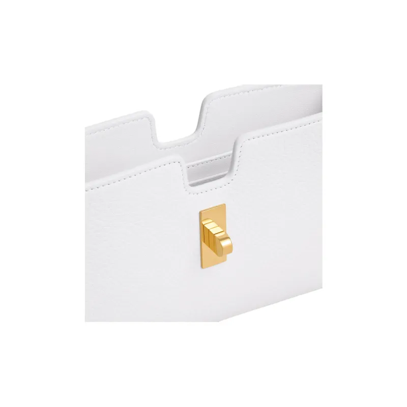 CELINE Soft Calfskin One Shoulder Crossbody Clutches Mini Women's White-4
