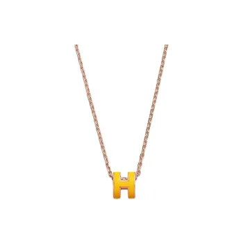 HERMES Pop H Necklace Collection Metal Necklaces Women's Yellow