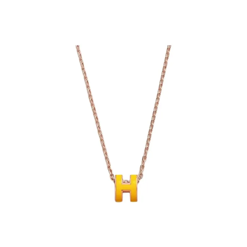HERMES Pop H Necklace Collection Metal Necklaces Women's Yellow-0