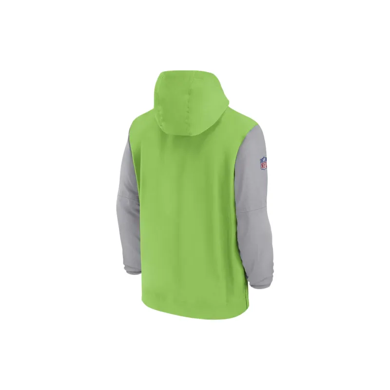 Nike Seattle Seahawks Sideline Pre Game Player Men's Nike Nfl 1/2 Zip Hooded Jacket-1