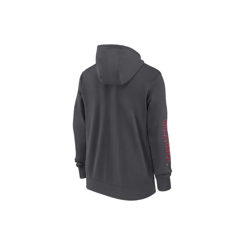 JORDAN Oklahoma Sooners Sideline Team Issue Men's JORDAN College Full Zip Hoodie-1
