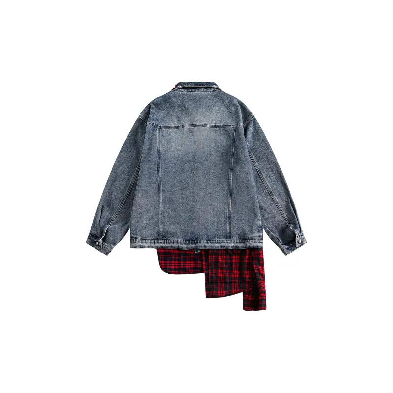 M MAICCO Denim Jackets Unisex Denim & Black & Plaid-8