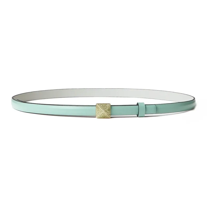 Valentino Minimalist Style Fashion Trend Versatile Smooth Buckle Belt Women's Blue-0