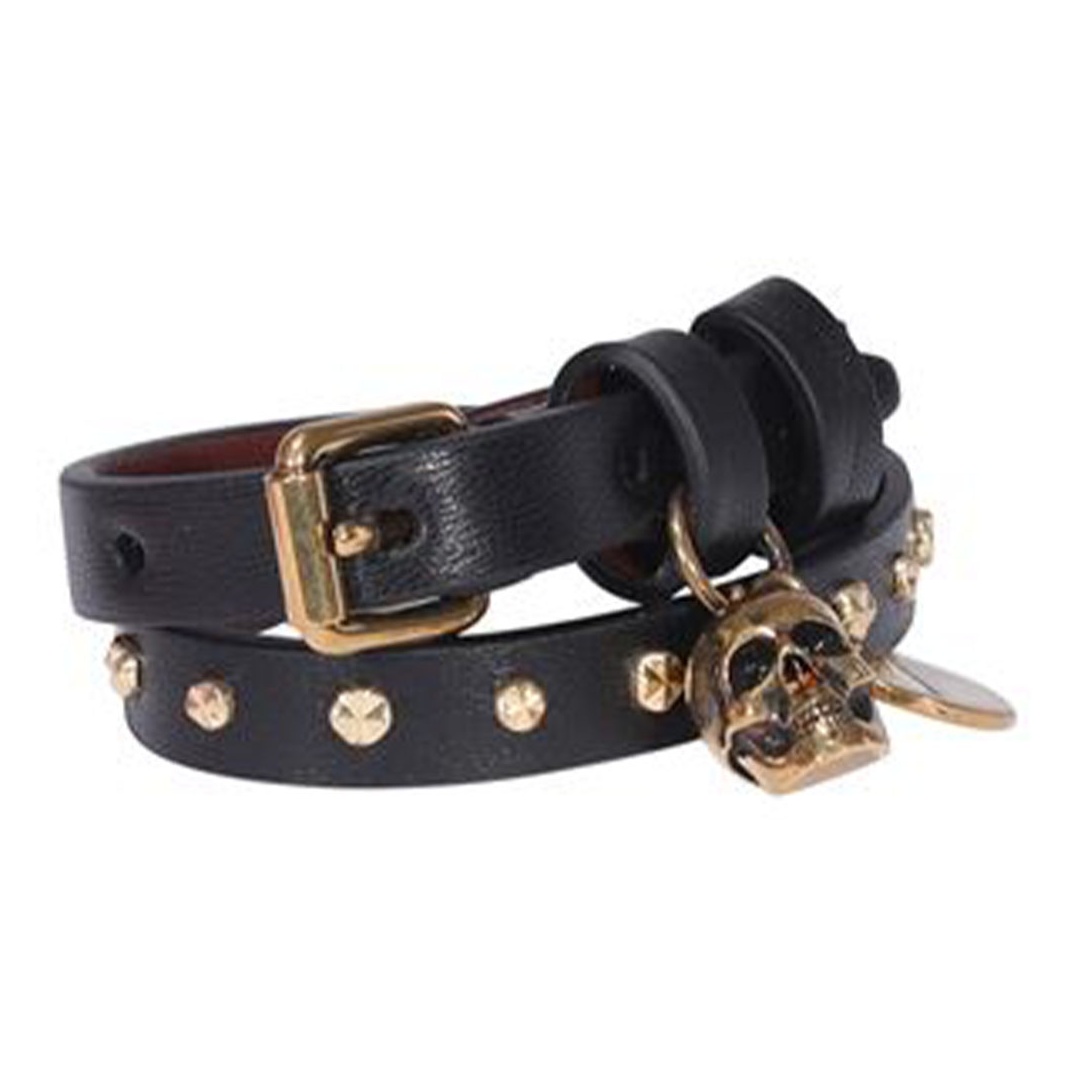 Alexander McQueen Hammered Studs Double-wrap Bracelet - POIZON