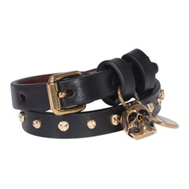 Alexander McQueen Hammered Studs Double-wrap Bracelet-1