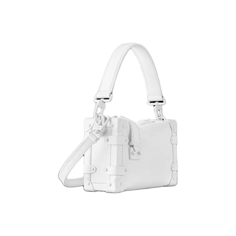 LOUIS VUITTON Cow Leather Soft Box Shoulder Bag, Crossbody Bag, Handbag Small Size Women's White-1