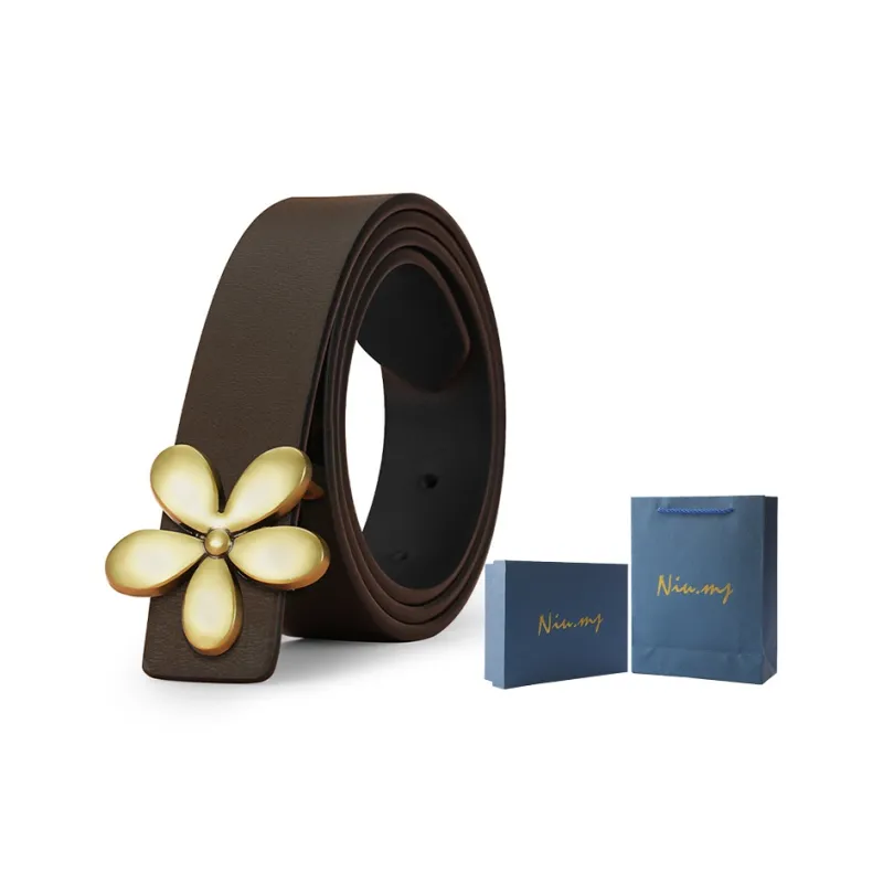 NIUMJ Fashion Trendy Belt With High End Feel Smooth Buckle Instagram Style Accessories Cow Leather Belts Women's 2.8cm-1