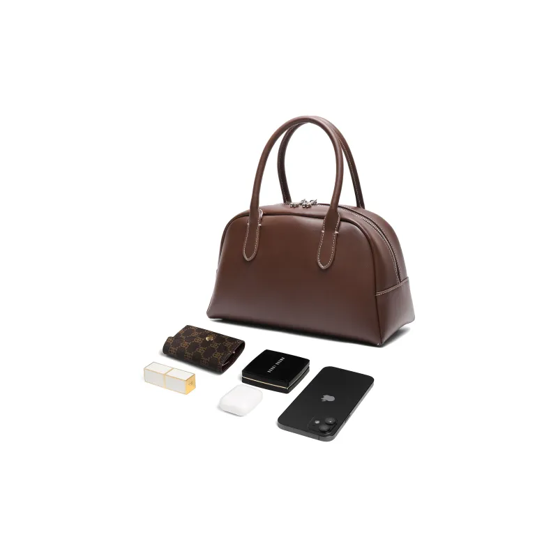 BELLE Cow Split Leather With Artificial Leather Handbag Regular Women's Coffee/Black-3
