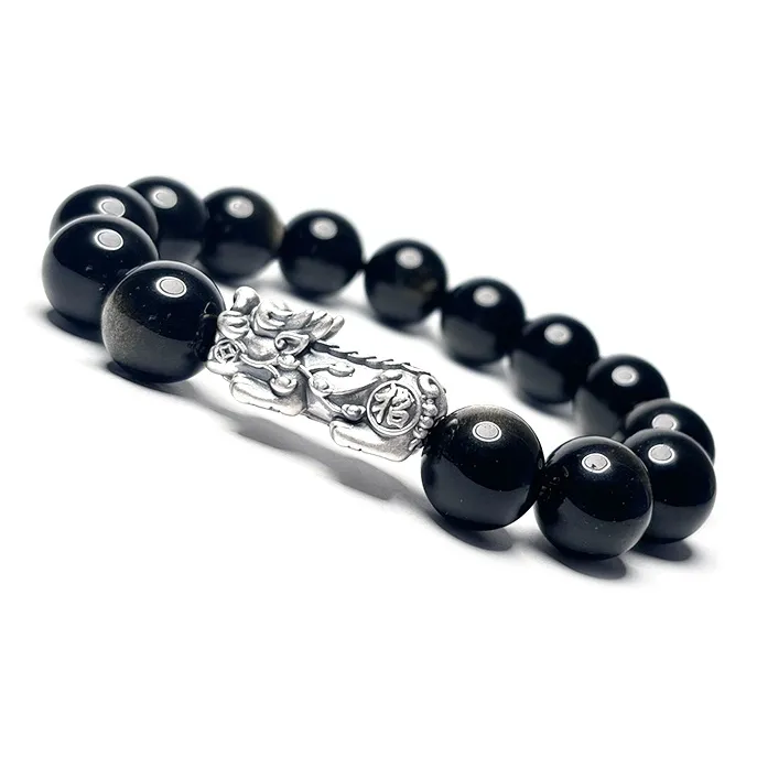 MOUNTAINS AND MANS Obsidian Boyfriend, Father Beaded Bracelet Men's-3