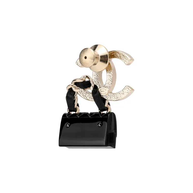 CHANEL Brooch Women's Gold/Black-1