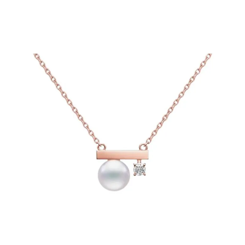 TASAKI 18kt Rose Gold Collection Line Petit Balance Class Akoya Pearl And Diamond Pendant-0