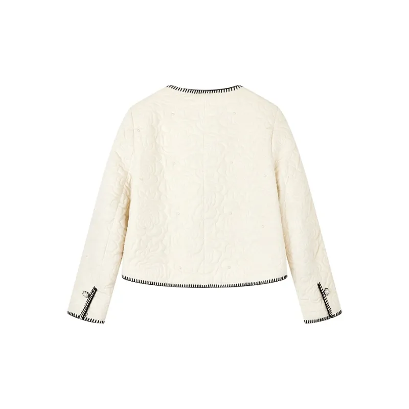 Yu Qianwen Cropped Coats Women's Beige-1