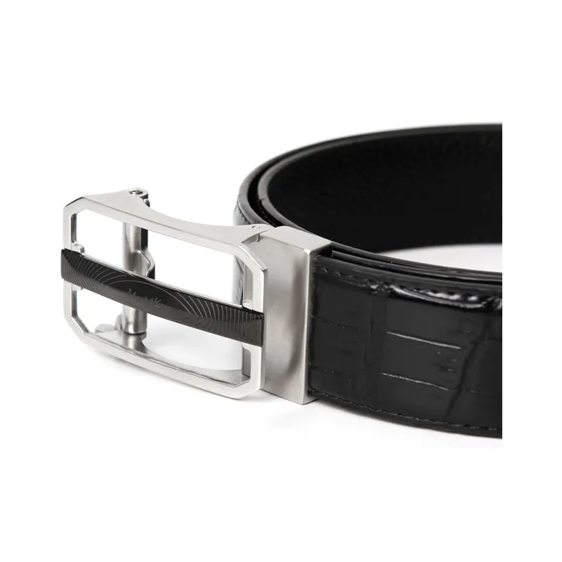 MUSTKOO Cut Out Stainless Steel Automatic Buckle Cow Leather Width 3.5cm Leather Belts Men's-2