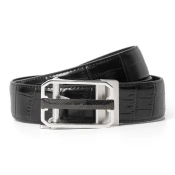 MUSTKOO Cut Out Stainless Steel Automatic Buckle Cow Leather Width 3.5cm Leather Belts Men's