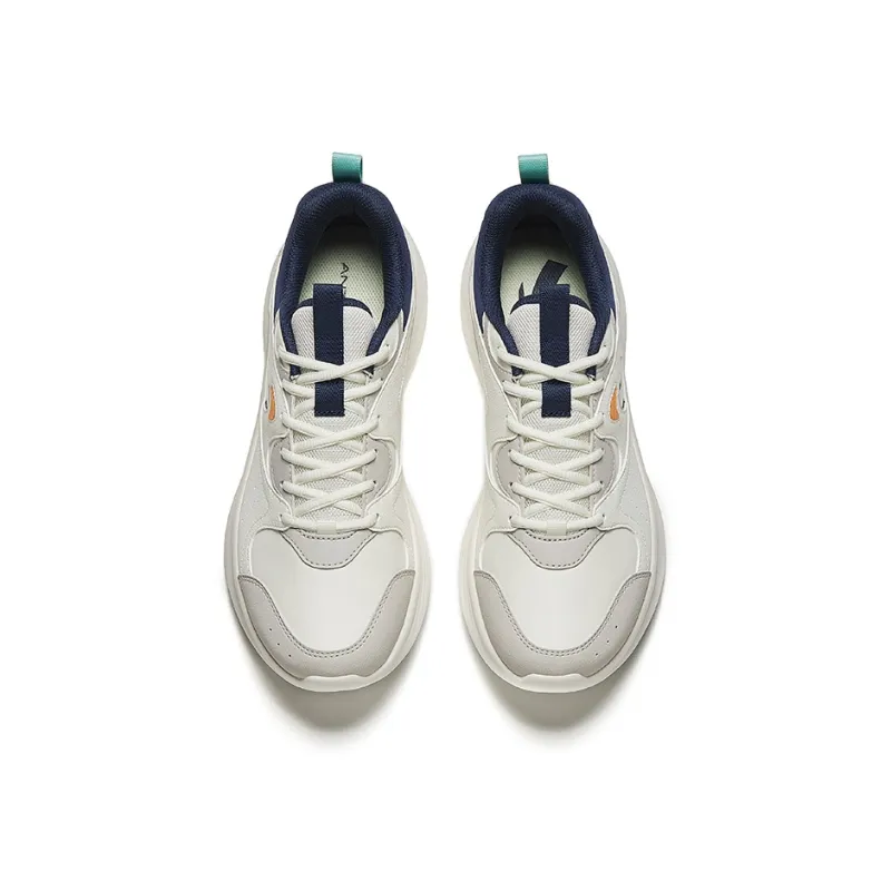 Anta Anti-Slip Wear-Resistant Low-Top Casual Running Shoes Men's White Gray Blue-2