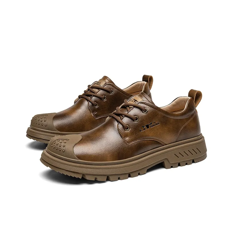 G.N.SHIJIA Men's Casual Shoes Men Low Top Khaki/Red Brown-8