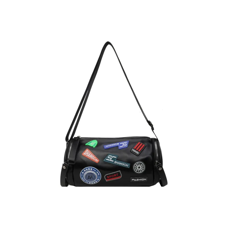 VIHUS Nylon Cylinder Bag, Shoulder Bag Unisex Black-3
