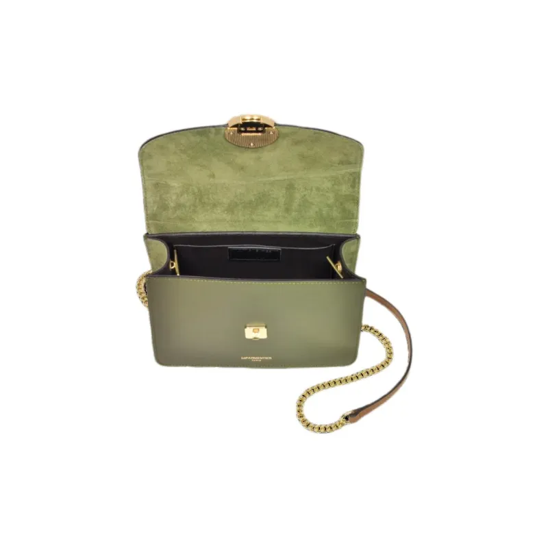 Le Parmentier Calfskin Handbag Shoulder Bag Crossbody Bag Regular Women's Caramel Patchwork Green-2
