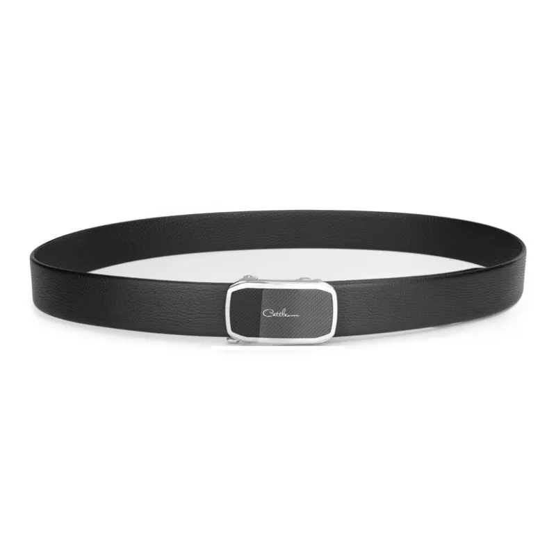 Cows Reign Stainless Steel Automatic Buckle Belt Versatile Business Pants Belt Leather Belts Men's Width 3.4cm-4