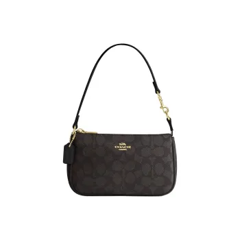 COACH Nolita Coated Canvas Handbag Shoulder Bag Women's Gold & Walnut & Black
