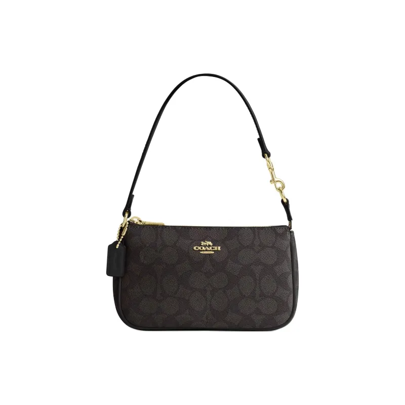 COACH Nolita Coated Canvas Handbag Shoulder Bag Women's Gold & Walnut & Black-0