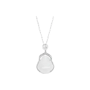 Artisan Lock Heart Jade Chalcedony Necklaces Unisex