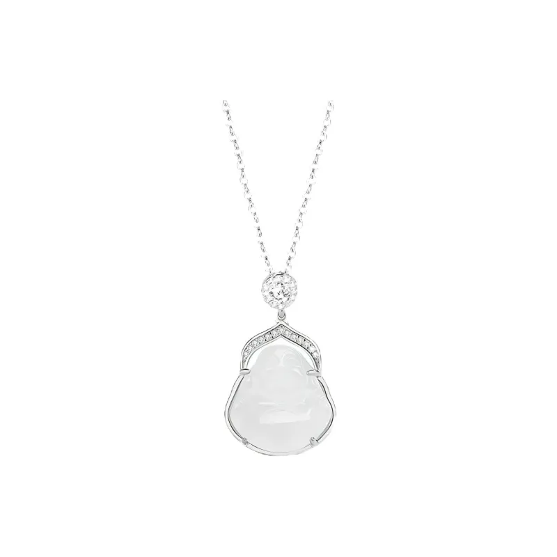 Artisan Lock Heart Jade Chalcedony Necklaces Unisex-0