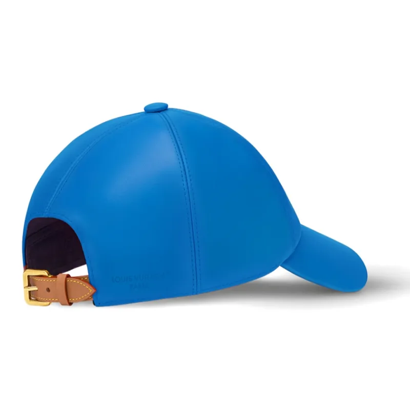 LOUIS VUITTON Cow Leather Metal Parts Baseball Caps Men's Blue-3