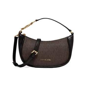 MICHAEL KORS Cow Leather Patchwork With Artificial Leather Crossbody Bag Small Size Women's Dark Brown/Black