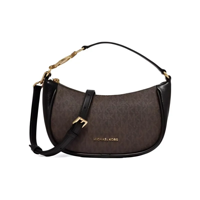 MICHAEL KORS Cow Leather Patchwork With Artificial Leather Crossbody Bag Small Size Women's Dark Brown/Black-0