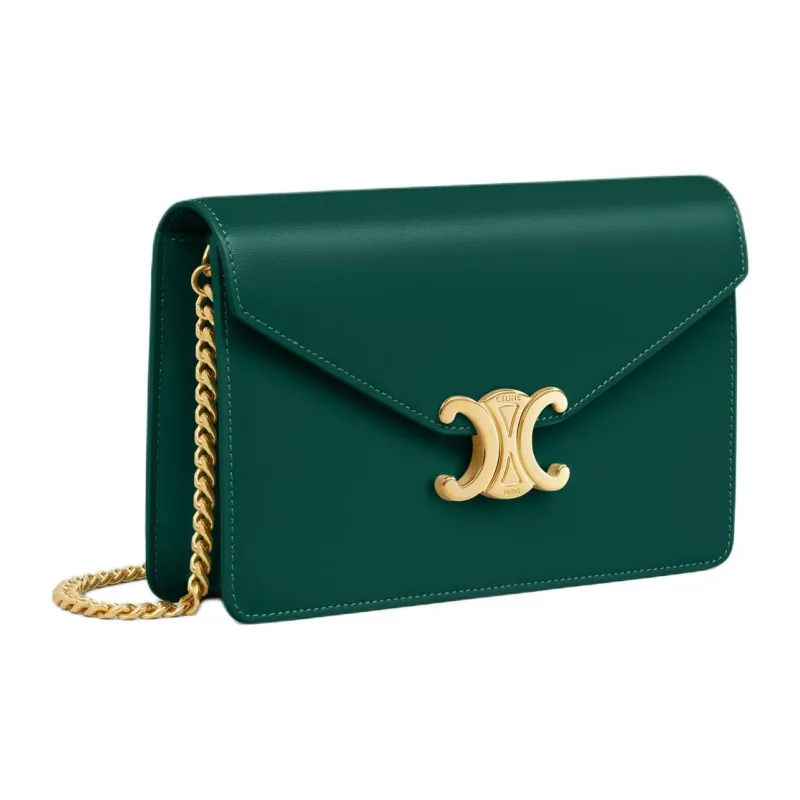 CELINE Calfskin Shoulder Bag, Crossbody Bag, Wallet Women's Sprint Green-1