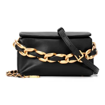 SADI Cow Split Leather Crossbody Bag Shoulder Bag Medium Size Women's Black