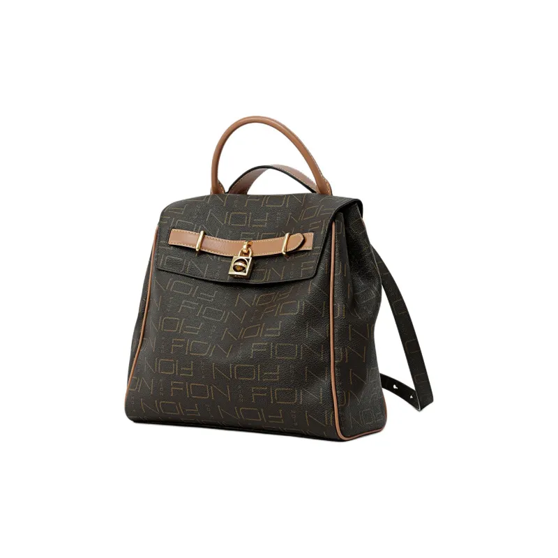 FION Canvas Coated Double Shoulder Portable Crossbody Bag, Shoulder Bag Medium Size Women's Multicolor-1