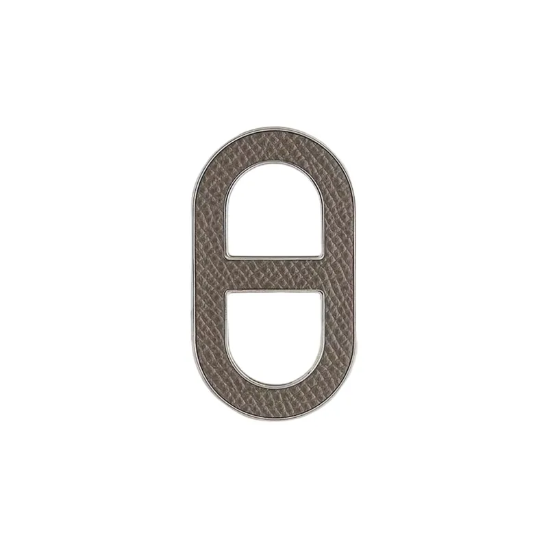 HERMES Chaine D'Ancre Calfskin Brooches Unisex Brown-0
