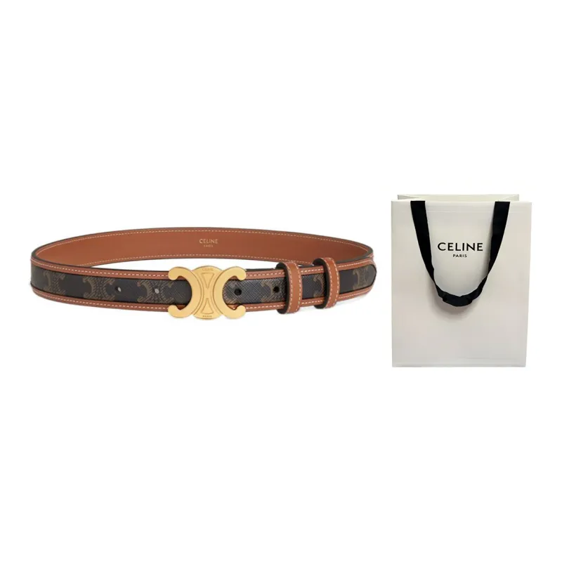CELINE Medium Triomphe Belt In Triomphe Canvas And Calfskin-4
