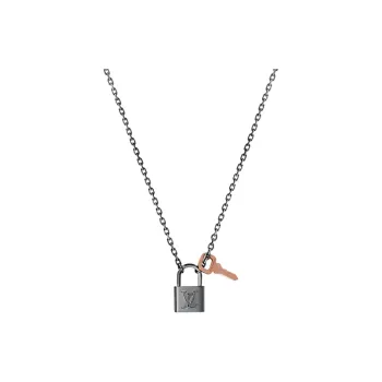 LOUIS VUITTON Padlock Necklaces Men Silver