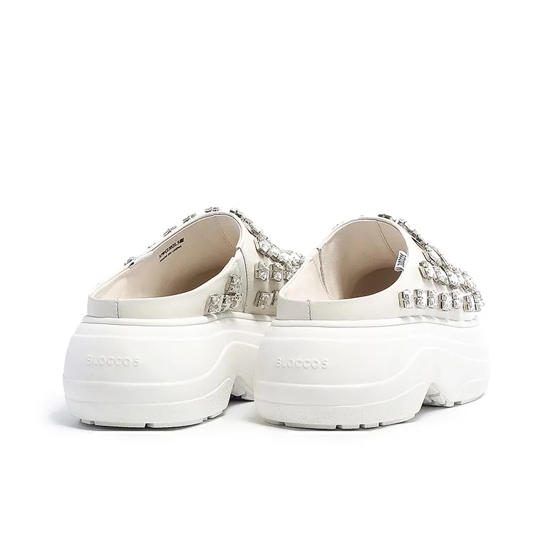 BLOCCO5 Rubber Sole Rhinestone Stud Abrasion Resistant Slip Resistant Wrap toe Slippers Women's-6