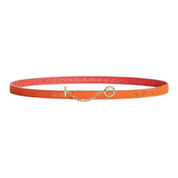 HERMES Epsom Calfskin Double Sided Leather Belts Women's Orange/Jaipur Pink Width 1.3cm