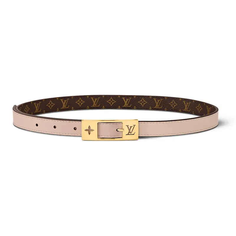 LOUIS VUITTON DUO Logo Identification Double Sided Pin Buckle Leather Belts Unisex Brown Width 1.8cm-1