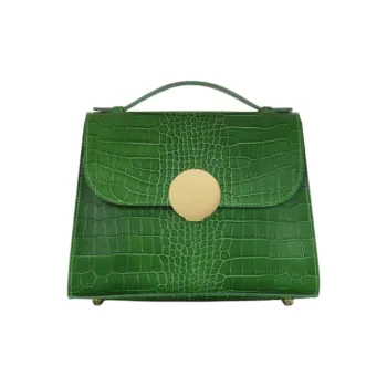 Le Parmentier Crocodile Embossed Leather With Calfskin Shoulder Bag Crossbody Bag Handbag Regular Women's Green