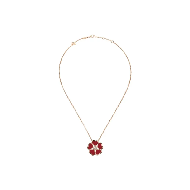 CHOPARD 18K Rose Gold Necklaces Women's Red-2