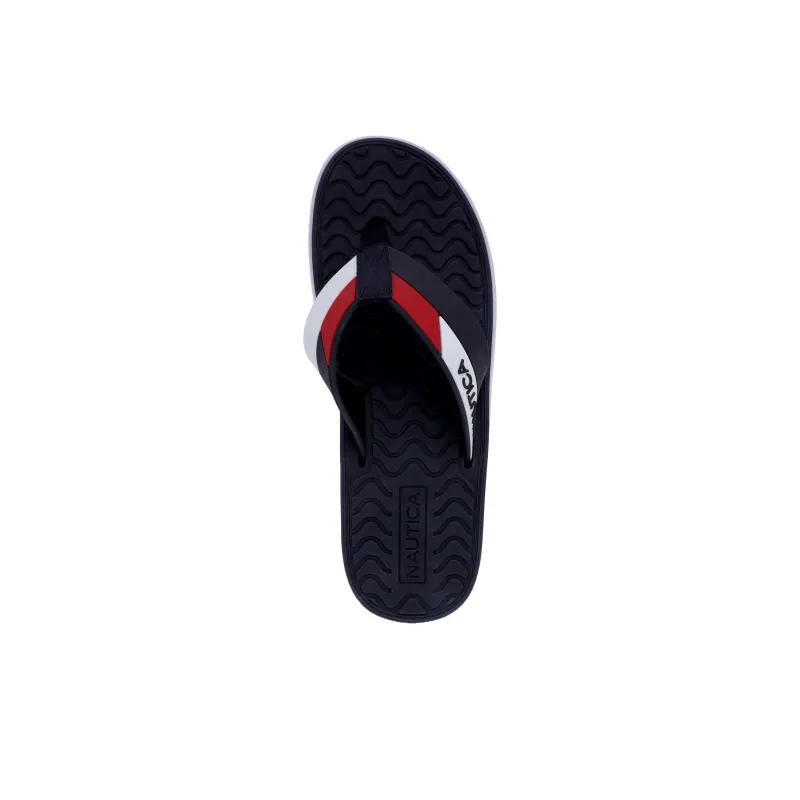NAUTICA Slip-Resistant Flip Flops Men's Black White-3